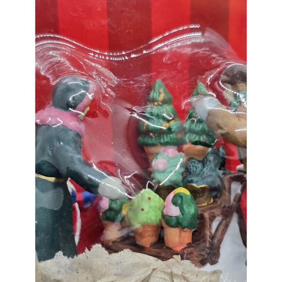 Vtg Caldor Share the Joy Village Accessorie Plant Sale Stand Man Woman Child New - Picture 3 of 9